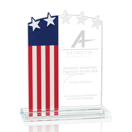 Corporate Awards - Service Awards - Stars & Stripes Arch & Crescent Crystal Award