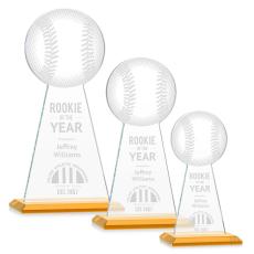 Employee Gifts - Edenwood Baseball Amber Obelisk Crystal Award