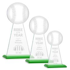 Employee Gifts - Edenwood Baseball Green Obelisk Crystal Award