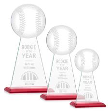 Employee Gifts - Edenwood Baseball Red Obelisk Crystal Award