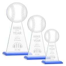 Employee Gifts - Edenwood Baseball Sky Blue Obelisk Crystal Award