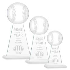 Employee Gifts - Edenwood Baseball White Obelisk Crystal Award