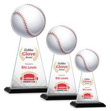 Employee Gifts - Edenwood Baseball Full Color Black Obelisk Crystal Award