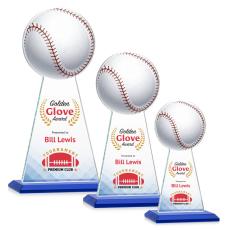 Employee Gifts - Edenwood Baseball Full Color Blue Obelisk Crystal Award