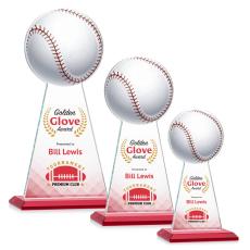 Employee Gifts - Edenwood Baseball Full Color Red Obelisk Crystal Award