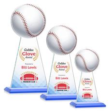 Employee Gifts - Edenwood Baseball Full Color Sky Blue Obelisk Crystal Award