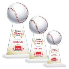 Employee Gifts - Edenwood Baseball Full Color White Obelisk Crystal Award