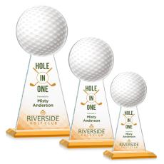 Employee Gifts - Edenwood Golf Full Color Amber Obelisk Crystal Award