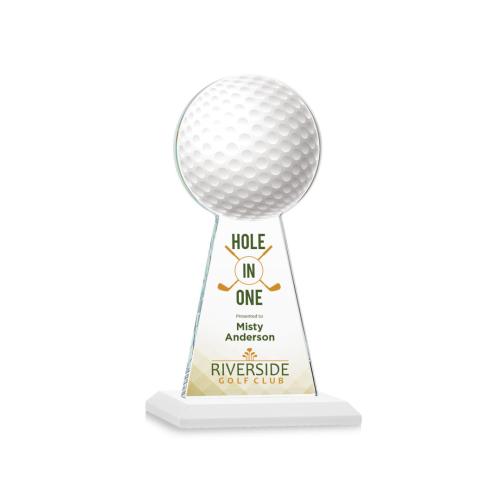 Corporate Awards - Crystal Awards - Crystal Pillar Awards - Edenwood Golf Full Color White Obelisk Crystal Award