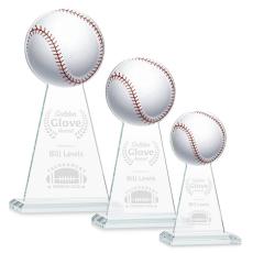 Employee Gifts - Edenwood Baseball Full Color/Etch Clear Obelisk Crystal Award