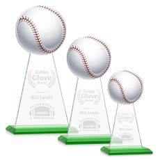 Employee Gifts - Edenwood Baseball Full Color/Etch Green Obelisk Crystal Award