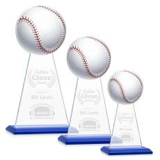 Employee Gifts - Edenwood Baseball Full Color/Etch Blue Obelisk Crystal Award