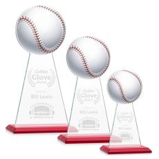 Employee Gifts - Edenwood Baseball Full Color/Etch Red Obelisk Crystal Award