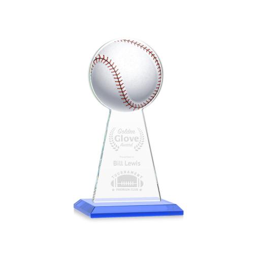 Corporate Awards - Crystal Awards - Crystal Pillar Awards - Edenwood Baseball VividPrint/Etch Sky Blue Obelisk Crystal Award