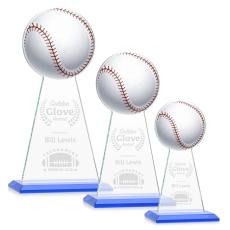 Employee Gifts - Edenwood Baseball Full Color/Etch Sky Blue Obelisk Crystal Award