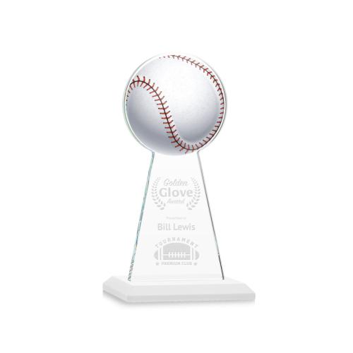 Corporate Awards - Crystal Awards - Crystal Pillar Awards - Edenwood Baseball VividPrint/Etch White Obelisk Crystal Award