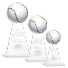 Employee Gifts - Edenwood Baseball Full Color/Etch White Obelisk Crystal Award