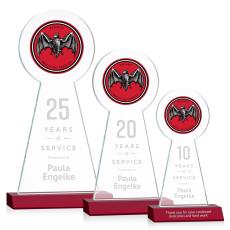 Employee Gifts - Laidlaw Full Color/Etch Red Obelisk Crystal Award