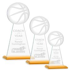 Employee Gifts - Edenwood Basketball Amber Obelisk Crystal Award