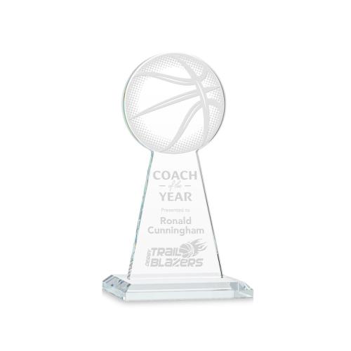 Corporate Awards - Crystal Awards - Crystal Pillar Awards - Edenwood Basketball Clear Obelisk Crystal Award