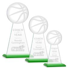 Employee Gifts - Edenwood Basketball Green Obelisk Crystal Award