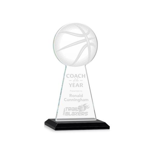 Corporate Awards - Crystal Awards - Crystal Pillar Awards - Edenwood Basketball Black Obelisk Crystal Award