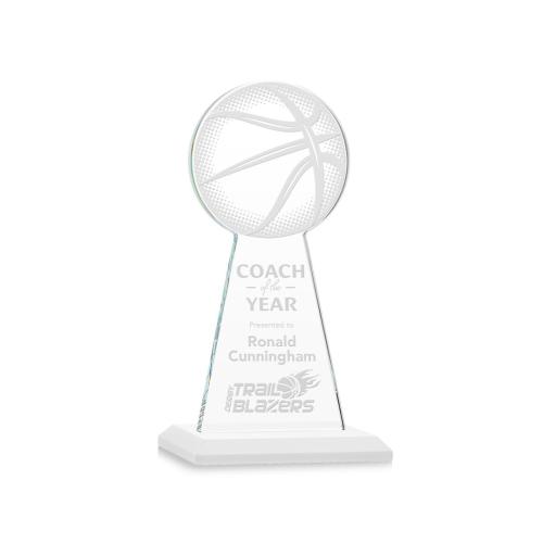 Corporate Awards - Crystal Awards - Crystal Pillar Awards - Edenwood Basketball White Obelisk Crystal Award