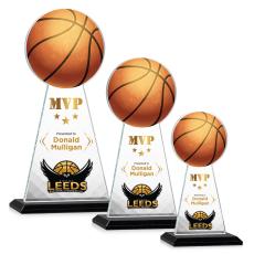 Employee Gifts - Edenwood Basketball Full Color Black Obelisk Crystal Award