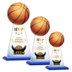 Employee Gifts - Edenwood Basketball Full Color Blue Obelisk Crystal Award