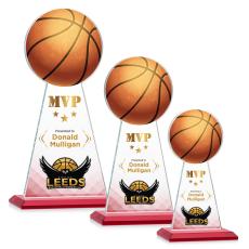 Employee Gifts - Edenwood Basketball Full Color Red Obelisk Crystal Award