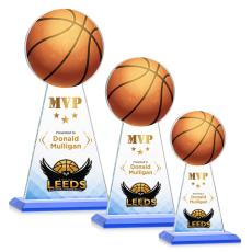 Employee Gifts - Edenwood Basketball Full Color Sky Blue Obelisk Crystal Award