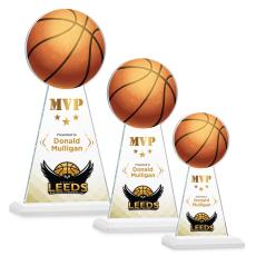 Employee Gifts - Edenwood Basketball Full Color White Obelisk Crystal Award