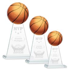 Employee Gifts - Edenwood Basketball Full Color/Etch Clear Obelisk Crystal Award