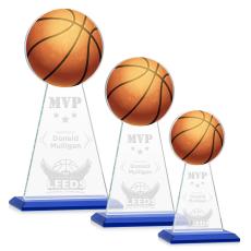 Employee Gifts - Edenwood Basketball Full Color/Etch Blue Obelisk Crystal Award