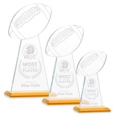 Employee Gifts - Edenwood Football Amber Obelisk Crystal Award