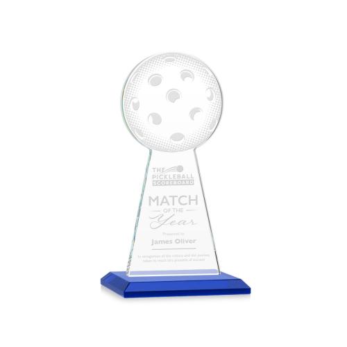 Corporate Awards - Crystal Awards - Crystal Pillar Awards - Edenwood Pickleball Blue Obelisk Crystal Award