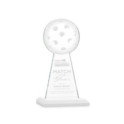 Corporate Awards - Crystal Awards - Crystal Pillar Awards - Edenwood Pickleball White Obelisk Crystal Award