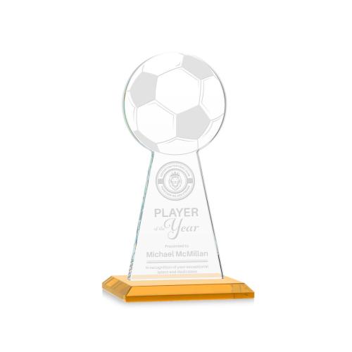 Corporate Awards - Crystal Awards - Crystal Pillar Awards - Edenwood Soccer Amber Obelisk Crystal Award