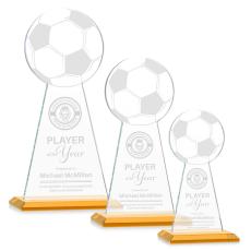 Employee Gifts - Edenwood Soccer Amber Obelisk Crystal Award