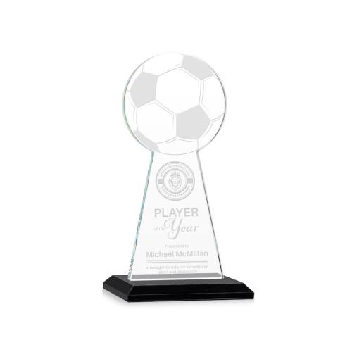 Corporate Awards - Crystal Awards - Crystal Pillar Awards - Edenwood Soccer Black Obelisk Crystal Award