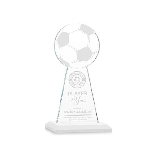 Corporate Awards - Crystal Awards - Crystal Pillar Awards - Edenwood Soccer White Obelisk Crystal Award