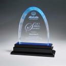 Aqua Wave Circle Arch Award On Ebony Acrylic Double Tier Base