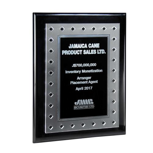 Corporate Awards - Acrylic Awards - Frosted Acrylic On Black Piano Plaque