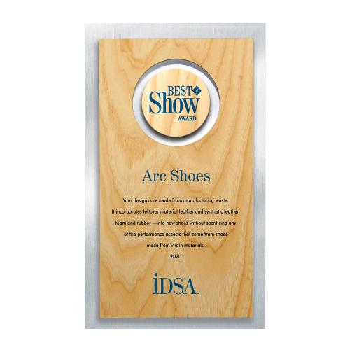 Corporate Awards - Award Plaques - Circle Cutout Wood And Silver Backer VividPrint Plaque