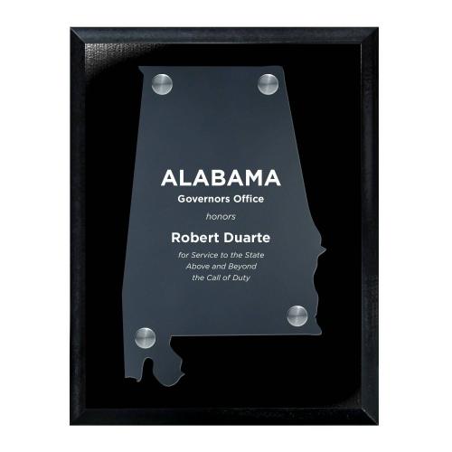 Corporate Awards - Acrylic Awards - Frosted Acrylic Cutout Alabama Plaque
