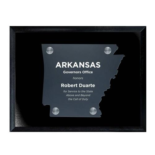 Corporate Awards - Acrylic Awards - Frosted Acrylic Cutout Arkansas Plaque