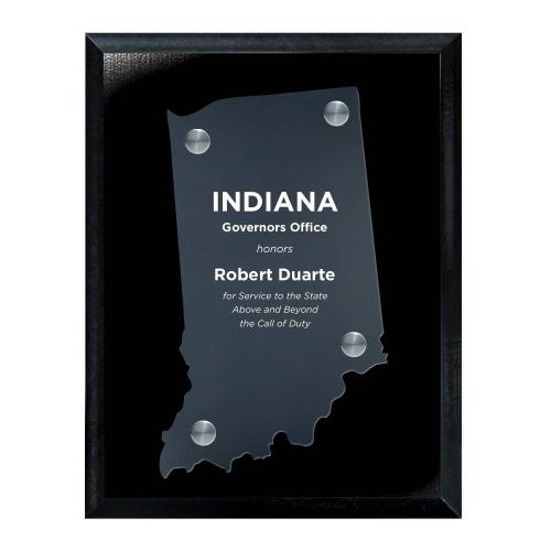 Corporate Awards - Acrylic Awards - Frosted Acrylic Cutout Indiana Plaque