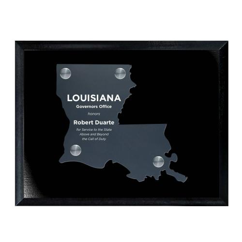 Corporate Awards - Acrylic Awards - Frosted Acrylic Cutout Louisiana Plaque