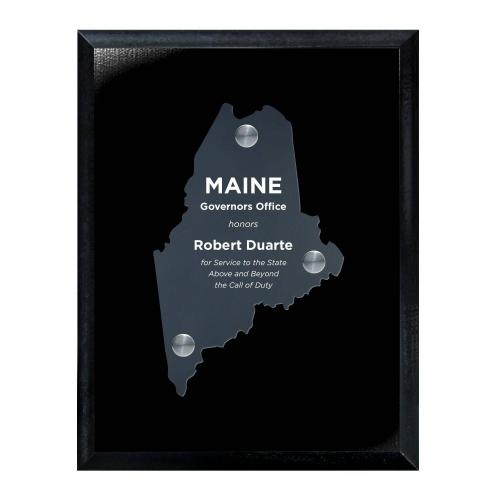 Corporate Awards - Acrylic Awards - Frosted Acrylic Cutout Maine Plaque