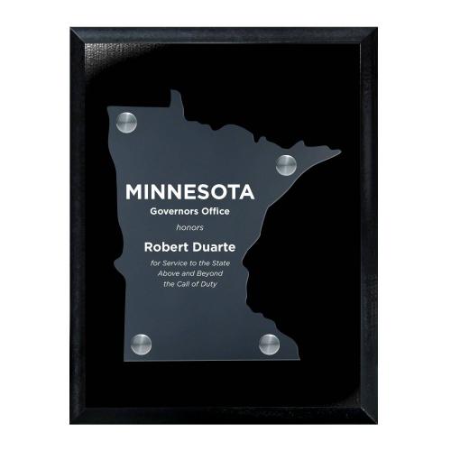 Corporate Awards - Acrylic Awards - Frosted Acrylic Cutout Minnesota Plaque